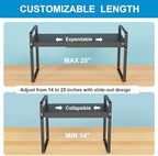 Expandable Cabinet Shelf Organizer, 11 Inch Deep, Black, 2 Pack - Image 3