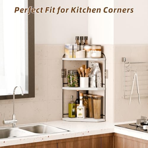 Corner Bathroom Counter Organizer, 3-Tier Wood Countertop Organizer - Image 6