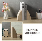 Koville Travertine Bookends for Shelves, Large Stone Bookends for Heavy Books, Non-Slip Heavy Duty Book Stopper for CD/Movies, Aesthetic Decorative Book Ends for Bookshelf Table Home Decor(Beige) - Image 5