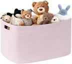 86L Large Woven Laundry Basket Hamper with Handles, Pink by SunNewt