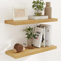 Fun Memories 32" W x 9.3" D Floating Shelves, Rustic Wood Deep Shelves for Bedroom, Kitchen, Living Room, Long Floating Shelf for Wall, Storage Display Wall Shelf for Books Decor, Oak by FunMemories