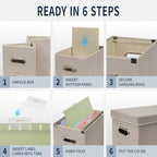 File Organizer Box with 15 Hanging File Folders, Lift-Off Lid - Image 3
