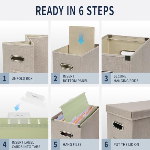 File Organizer Box with 15 Hanging File Folders, Lift-Off Lid - Image 3