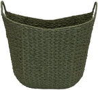 Household Essentials Natural Woven Wicker Storage Basket with Handles - Image 4