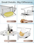 ALLZONE Two-Tone Corner Shower Caddy Tension Pole for Bath Shampoo Storage - Image 4