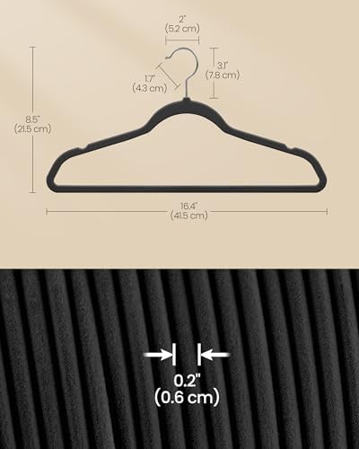 SONGMICS Velvet Hangers 60 Pack, Non-Slip, Heavy-Duty, Space-Saving - Image 6