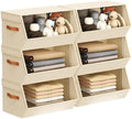Stackable Closet Organizers and Storage Bins, Open Front Closet Shelf Organizer System With Steel Frame, Clothes Storage Basket Fabric, Collapsible Closet Drawers for Wardrobe, Nursery ,Toy, 6 Pack by DiMJ