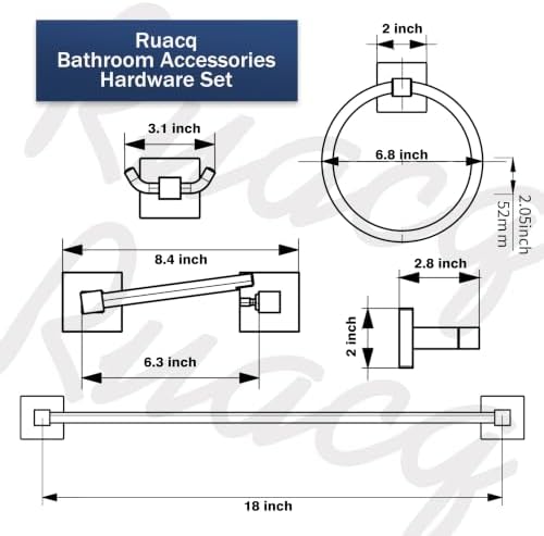 RUACQ Bathroom Accessories, 4-Piece Towel Racks for Bathroom Hardware Set - Image 7
