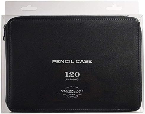 Speedball Art Products Genuine Leather Storage Case for Pencils, Markers, Pens and Art Supplies, Holds Up to 120 Standard Pencils, Black by SpeedballArt