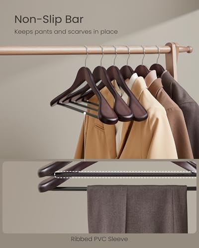 SONGMICS Wooden Suit Hangers 10 Pack, Extra-Wide Shoulder Clothes Hangers - Image 6
