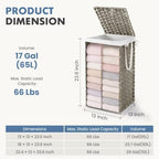 DUMOS Laundry Basket with Lid, 65L Wicker Laundry Hampers, Dove Gray - Image 5