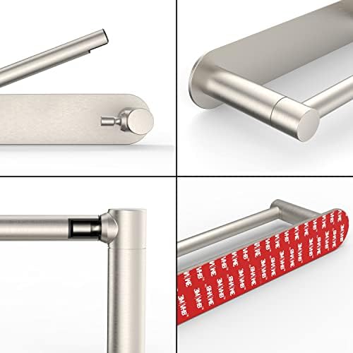 Adhesive Toilet Paper Holder Brushed Nickel Bathroom Double Post Pivoting Toilet Tissue Holder Roll Holder Stick On No Drilling Stainless Steel and Zinc Alloy - Image 4