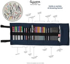 Cezanne Artist Pencil Case - Durable Blue Cotton Canvas Roll-Up Travel Art Case w/ Zipper Art Pouch for Artists, Professionals - Lightweight, Portable Organization - up to 72 Colored Pencils - Image 6