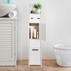 ShellKingdom Toilet Paper Holder Stand with Trash Can, Slim Bathroom Storage Cabinet Shelves, Storage Cabinet for Bathroom Small Spaces, 33.5 x 8.7 x 6.7 inch - Image 5