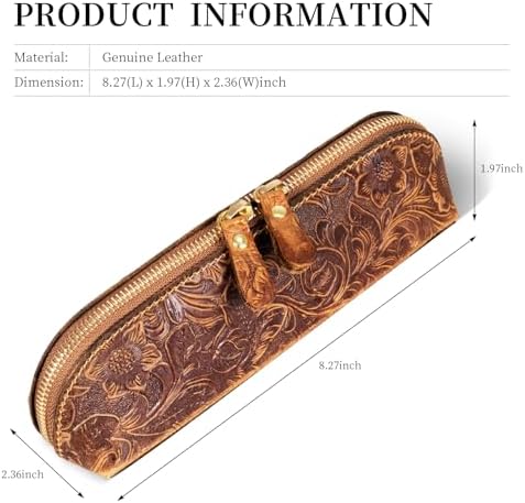 Gexmil Genuine Leather Pen Case, Hand-made Stationery Bag for Work Office - Image 3