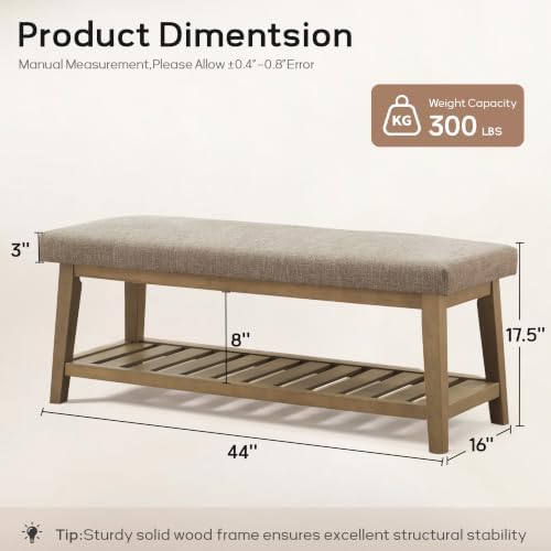 Zihanhome Entryway Shoe Bench, End of Bed Bench,Upholstered Bench(Brown) - Image 2