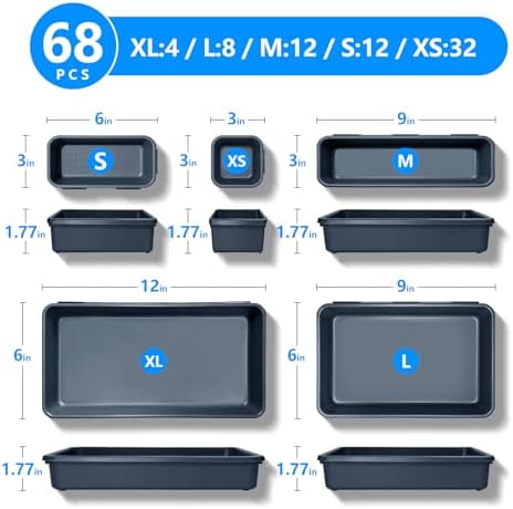 68PCS Tool Box Organizer, 5 Size Toolbox Drawer Organizer Tray, Desk Drawer Organizers, Garage Organization for Tool Chest Workbench Small Parts Widget - Image 2