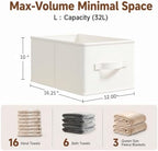 3-Pack Closet Storage Bins, Foldable Fabric Storage Baskets, Beige - Image 2