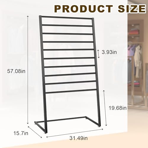 Hijab Organizer, 10 Tier Metal Scarf Holder Organizer, Freestanding Scarf Shawl Display Stand Belt Holder for Boutique, Retail Store, Bedroom, Clothing Store(Black,57" X 31.5" X 15.75") - Image 2