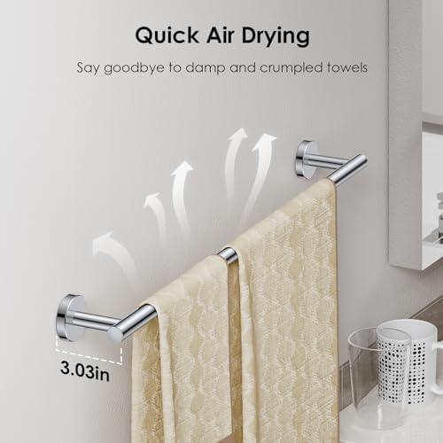 FORIOUS Towel Bar Towel Racks for Bathroom Wall Mounted 21" Chrome - Image 6