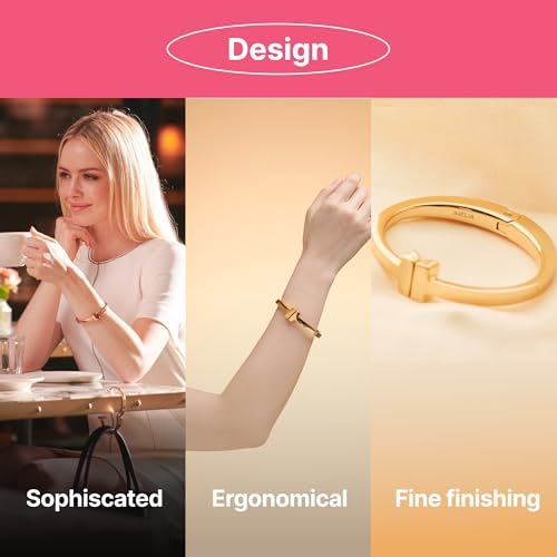 Purse Hook Hanger for Table (Modern) - Premium Bag Holder w/Ergonomic Bracelet Oval Design (Silver & Gold) - Image 2