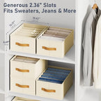 DIMJ Wardrobe Clothes Organizer - Foldable Closet Drawer Organizer Dividers for Jeans, Pants, Sweater, T Shirt, Storage Bins with Handles for Shelf - Image 3