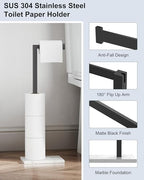 Free Standing Toilet Paper Holder Stand Matte Black Tissue Roll Holder - Image 4