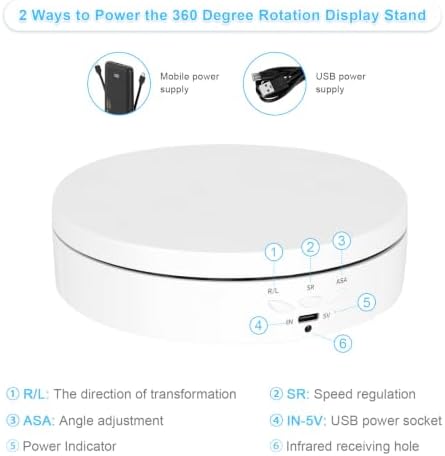 2 in 1 Motorized Rotating Display Stand with 5.74 /8.66 inch Replacement Cover, Remote Control 360 Degree Electric Turntable Display Stand Max 22lbs Load Auto Lazy Susan for Photography LiveStream - Image 2