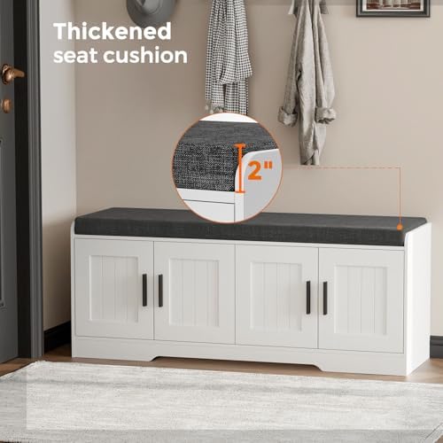 Homleke Shoe Storage Bench, 4 Doors & Thickened Padded Seat Cushion - Image 5