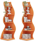Tribesigns Corner Shelf, Modern 5-Tier Wall Corner Bookshelf, Stylish Corner Small Bookcase Storage Rack Plant Stand with Unique Shape for Living Room, Home Office (Orange, 2PCS) by Tribesigns