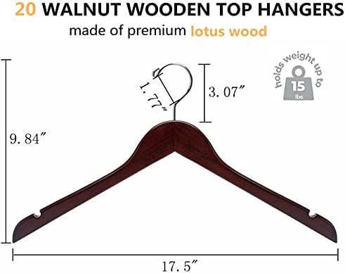 Amber Home 20 Pack Wooden Shirt and Dress Hangers Smooth Walnut Finish - Image 2