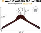 Amber Home 20 Pack Wooden Shirt and Dress Hangers Smooth Walnut Finish - Image 2