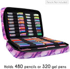 YOUSHARES Big Capacity Colored Pencil Case - 480 Slots large Pen Case Organizer with Multilayer Holder for Prismacolor Colored Pencils & Gel Pen (Marble Purple) - Image 7