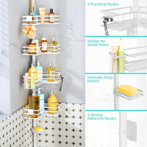 HapiRm Corner Shower Caddy Organizer - Shower Rack with Toothbrush Holder - Image 2
