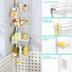 HapiRm Corner Shower Caddy Organizer - Shower Rack with Toothbrush Holder - Image 2