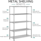 IZEUK 4250 LBS Garage Shelving Wide Storage Shelves 5 Tier Metal Shelves Heavy Duty Adjustable Utility Shelf Rack Chrome 17.7" D x 59.1" W x 70.4" H - Image 5