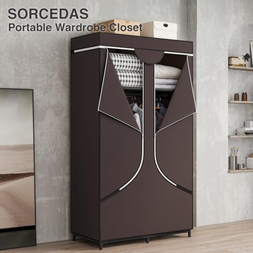 SORCEDAS Wardrobe Closet with Hanging Rods and Shelves for Clothes Storage - Image 5