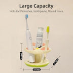 Floral Ceramic Toothbrush Holder, 3-Slot Toothbrush and Toothpaste Holder Cute Toothbrush Holder Set, Cute Countertop Holder for Electric Toothbrush, Toothpaste, Floss, and Razor (Pink) - Image 2