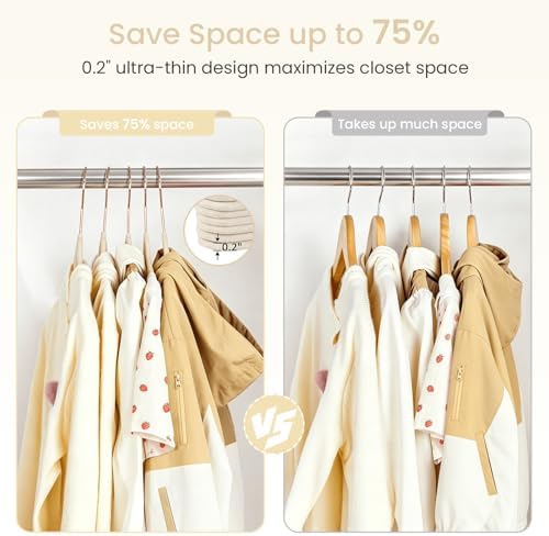 Kids Hangers, Childrens Hangers with 10 Clips, 14'', Beige, 50 Pack - Image 6