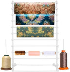 Ribbon Storage Organizer, Wall Mounted Ribbon Organizer, 12-Tier Metal Gift Wrapping Paper Rack, Spool Tie Scarf Hijab Belt Towel Hanger, for Home, Craft Room, Flower Shop, White, 31.5in Wide by juckeyroot