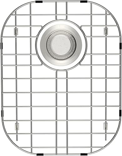 SANNO Sink Protector Grid for Kitchen Sink, 14.57" L X 11.22" W Bottom Grid with Rear Drain Hole, Single Bowl Sink Rack, Stainless Steel 1 Pack by SANNO
