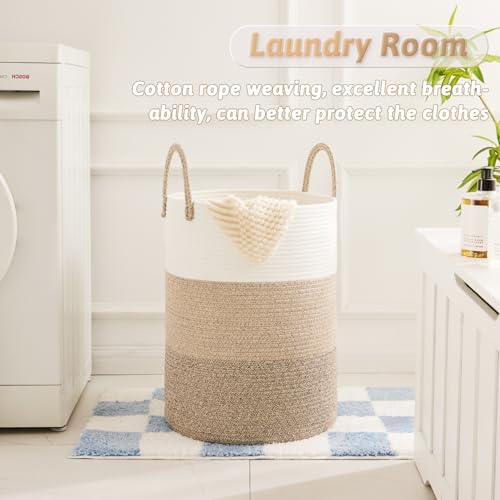 Artfeel Laundry Basket,Woven Cotton Rope Laundry Hamper,80L for Decorative Storage of Dirty Clothes,Toys and Blankets in Bathroom,Bedroom and Living Room - Image 2