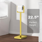 Brass Gold Toilet Paper Holder Stand，Stainless Steel Toilet Paper Holder Free Standing，Stable Weighted Base Floor Tissue Roll Holder for Bathroom，Modern Pivoting Toilet Paper Stand - Image 6