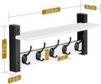 Sorbus Coat Rack Wall Mount with Shelf (White, 24 Inch) - Image 3