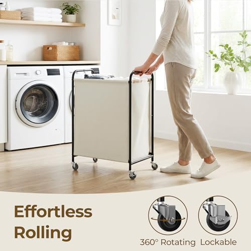 GRANNY SAYS Laundry Hamper, Large Cart with Wheels and Handles, Beige, 110L - Image 5