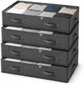 90L Under Bed Storage Bags, 600D with Clear Lids, 4 Pack, Black by Unknown