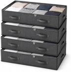 90L Under Bed Storage Bags, 600D with Clear Lids, 4 Pack, Black by Unknown