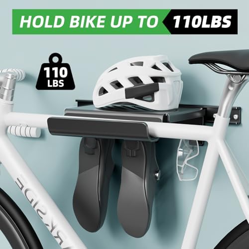 Bike Wall Mount Rack with Shelf and Hooks Saving space - Image 4