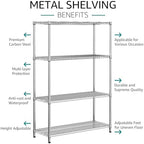 IZEUK 3400 LBS Garage Shelving Wide Storage Shelves 4 Tier Metal Shelves Heavy Duty Adjustable Utility Shelf Rack Chrome 17.7" D x 47.2" W x 70.4" H - Image 5