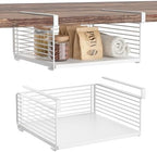 Under Shelf Storage Basket, Hanging Wire Basket, 2 Pack, White by SHINEWON